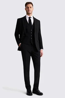 کت و شلوار مردانه مشکی یقه بلیزر دو دکمه فاستونی ۲۰٪ با دوخت صنعتی و دوام بالا مدل 114 زرپوشان