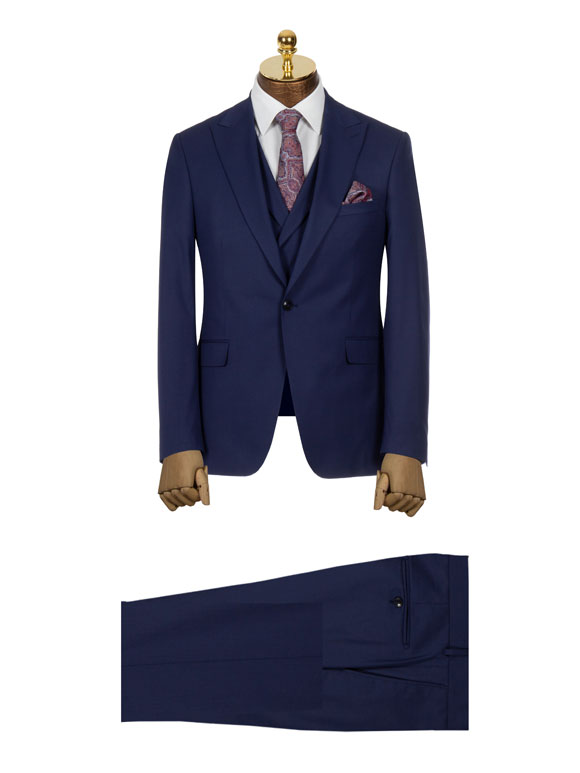 کت و شلوار تک‌ دکمه سورمه ای سوپر کش طرح ترک درجه 1 بدون جلیقه مدل B43